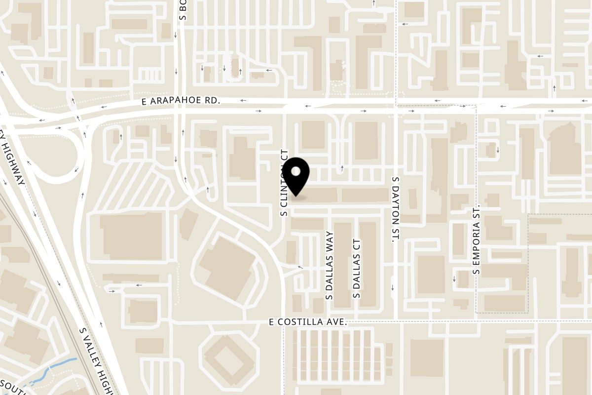 Map showing the location of Ichiban Hibachi Sushi Restaurant on 9632 E Arapahoe Rd in Greenwood Village